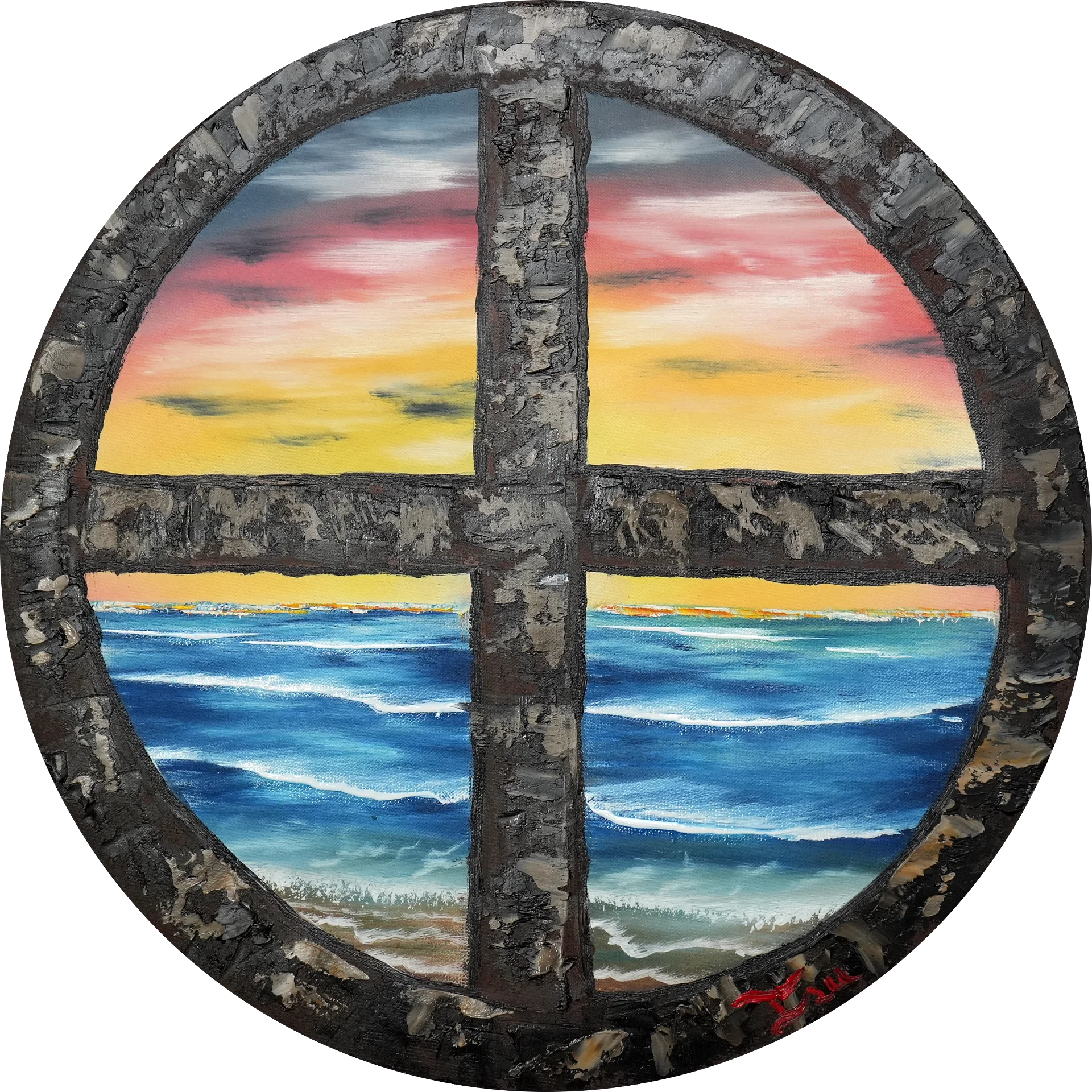 A Windows View (Original) 16in Dia. Circle Canvas product image (1)