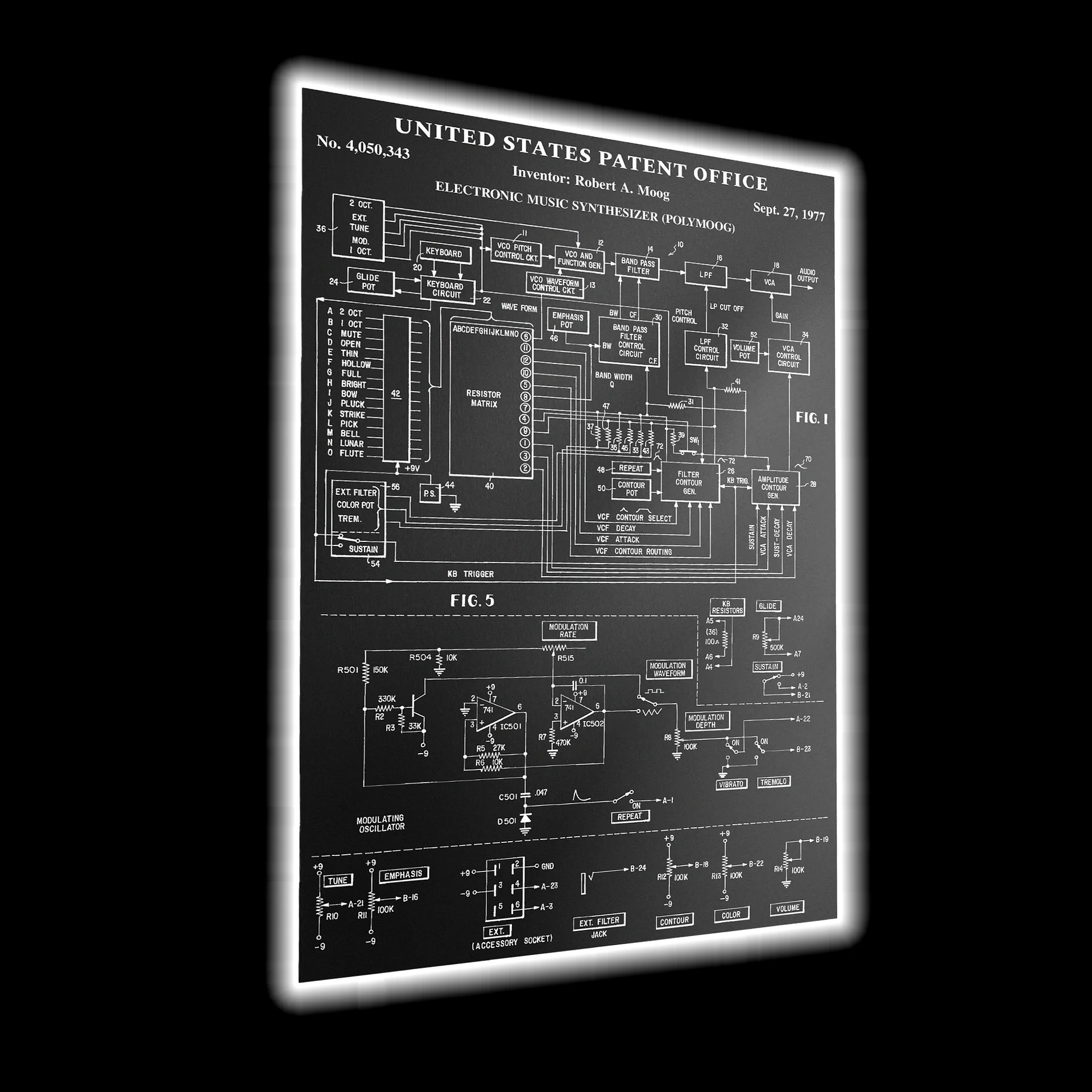 Polymoog Poster Studio Wall Art - Moog Synth Patent 1977 (Vintage Analog Synthesizer) product image (1)