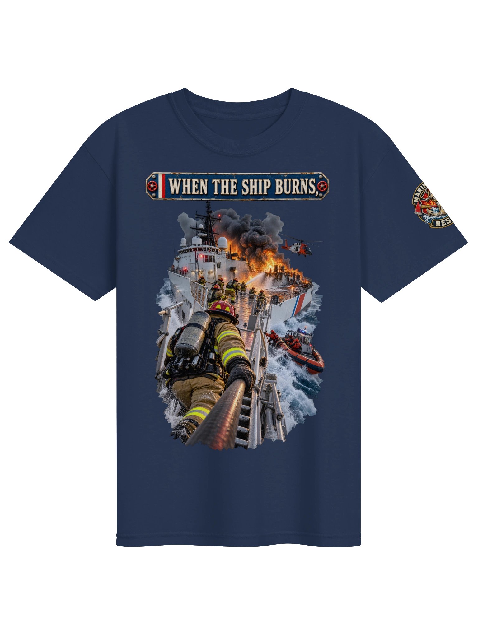When the Ship Burns, Everyone Fights T-Shirt | FLAT OUT BROKEN™ product image (3)