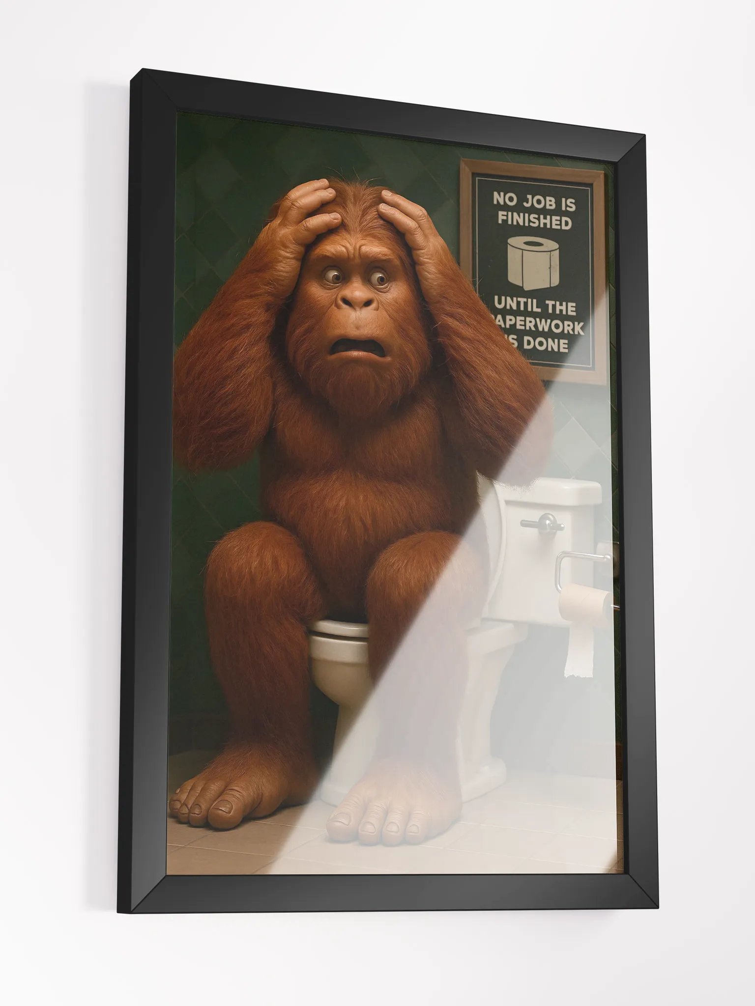"Sasquatch’s Worst Nightmare – Funny Bathroom Wall Art" product image (3)