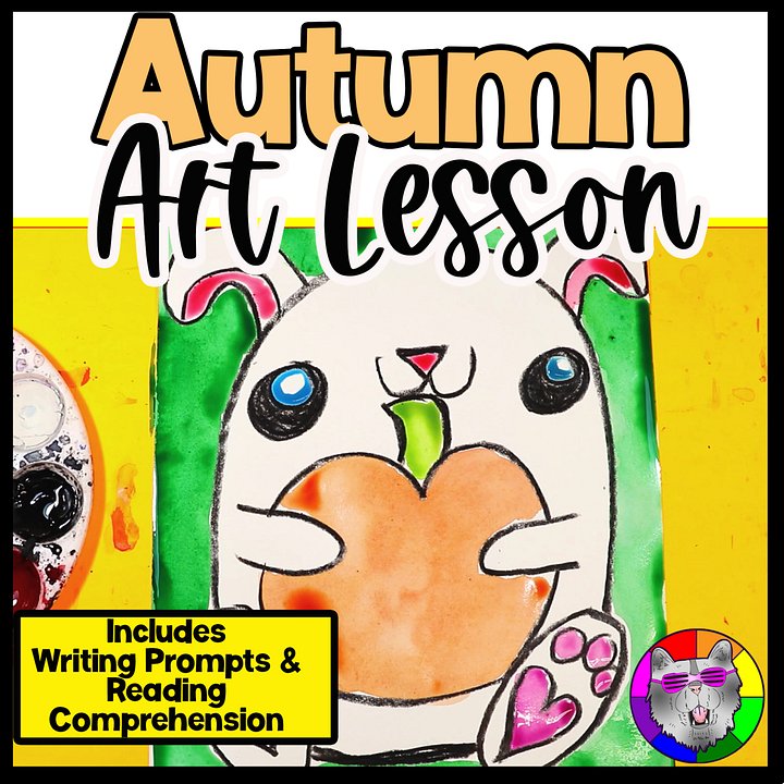 Autumn Art Lesson Bunny Pumpkin Art Project Reading Comprehension Writing Prompt product image (1)