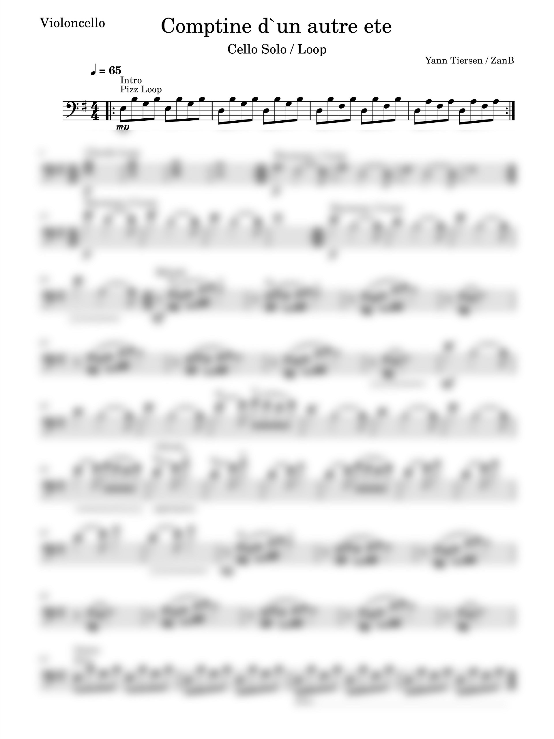 Yann Tiersen - Comptine d'un autre ete (Cello Solo) product image (1)
