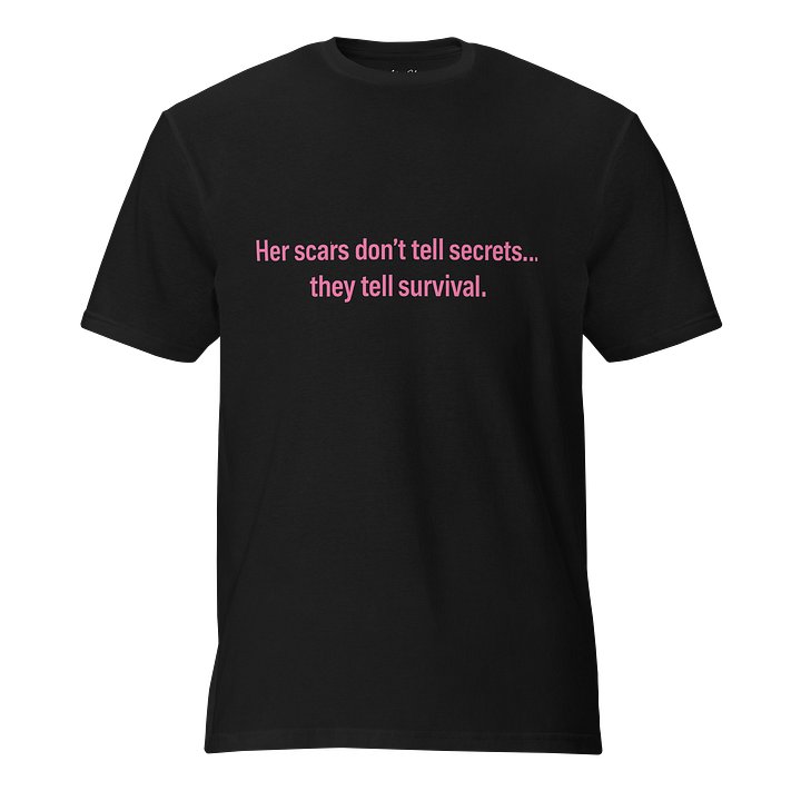 Her Scars Don’t Tell Secrets — Black & White T‑Shirt product image (1)