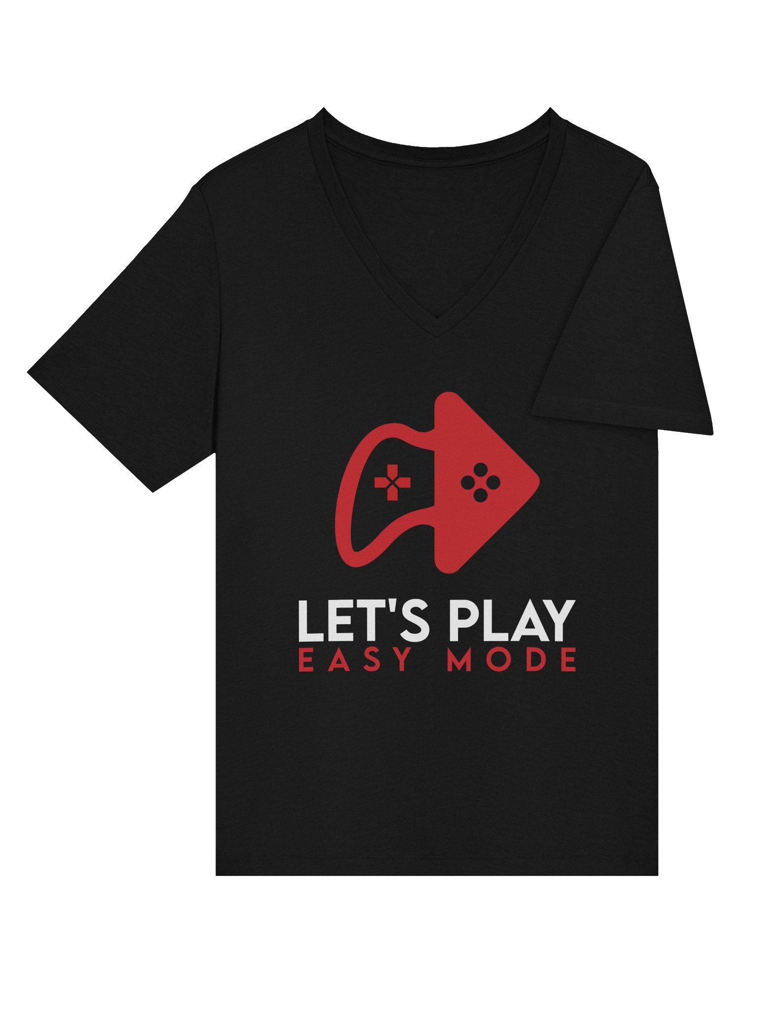 Let’s Play Easy Mode Women’s Relaxed V-Neck Tee – Black product image (7)