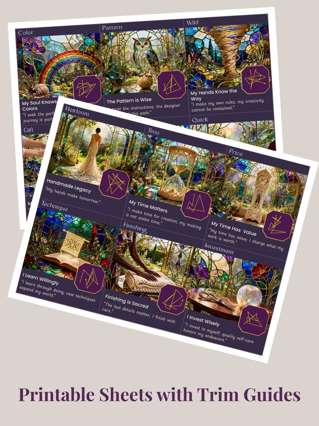 Stained Glass Oracle Cards for Fiber Artists | Knitting & Crochet Divination product image (9)
