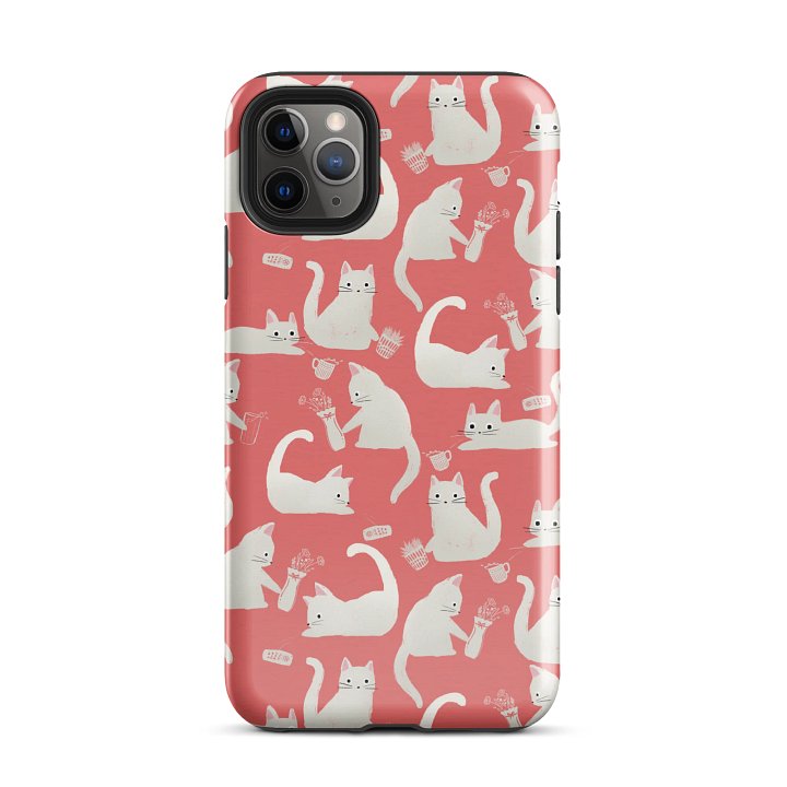 Bad Cats Knocking Stuff Over Patterned iPhone Case, Pink product image (51)