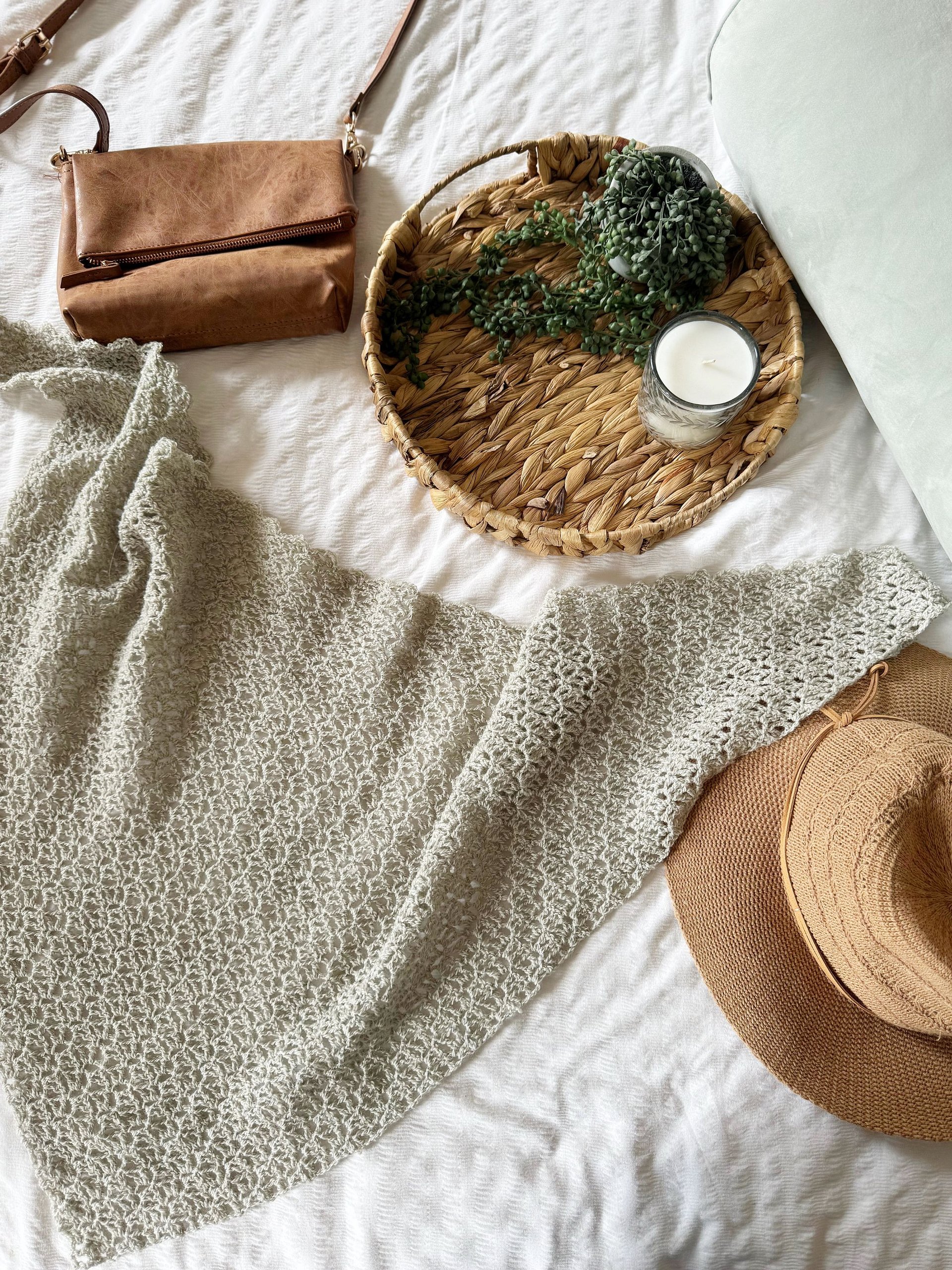 Serenity Shawl Triangle Modern Lace Pattern | HanJan Crochet