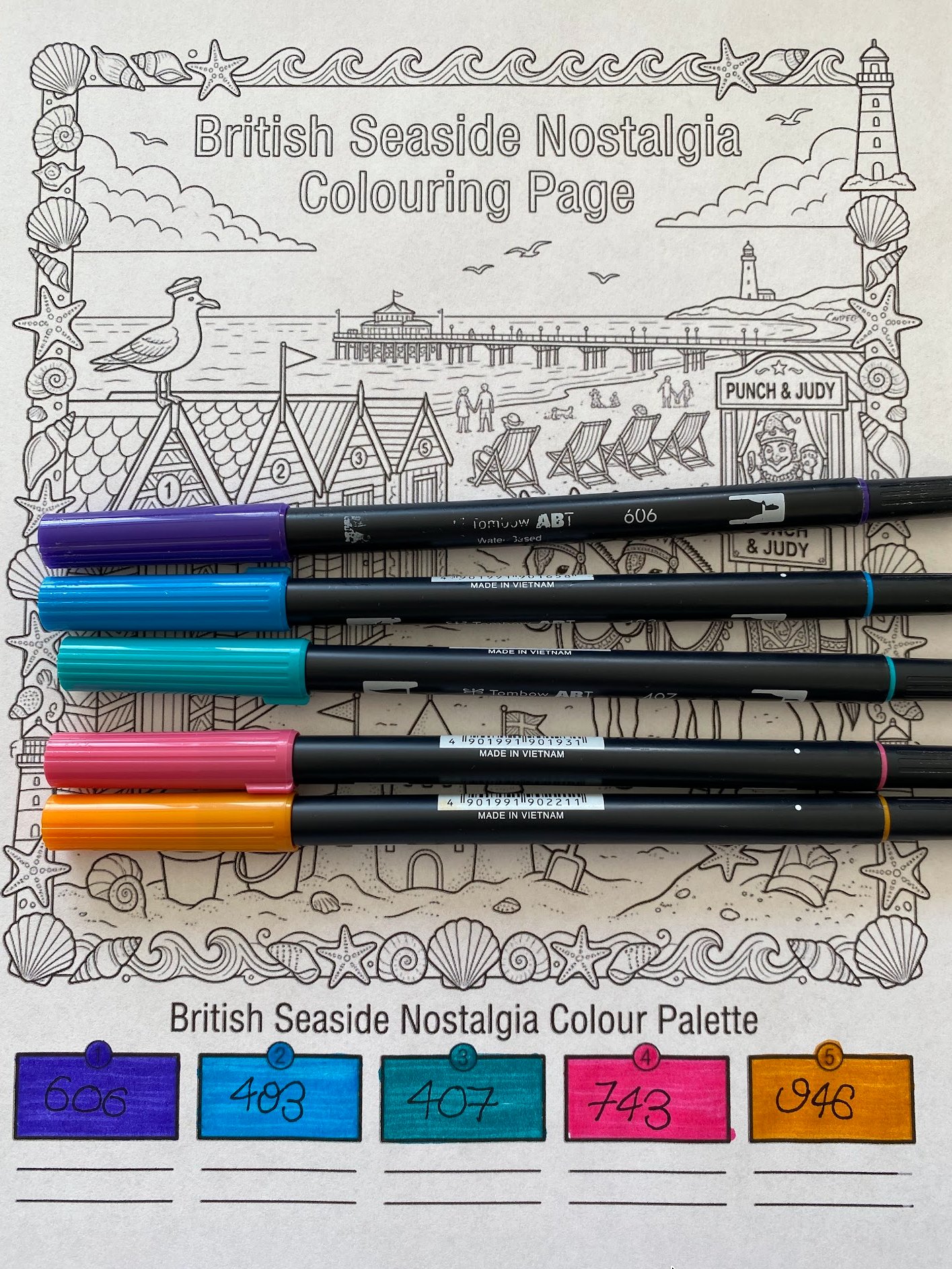 British Seaside Nostalgia Colouring Page product image (1)