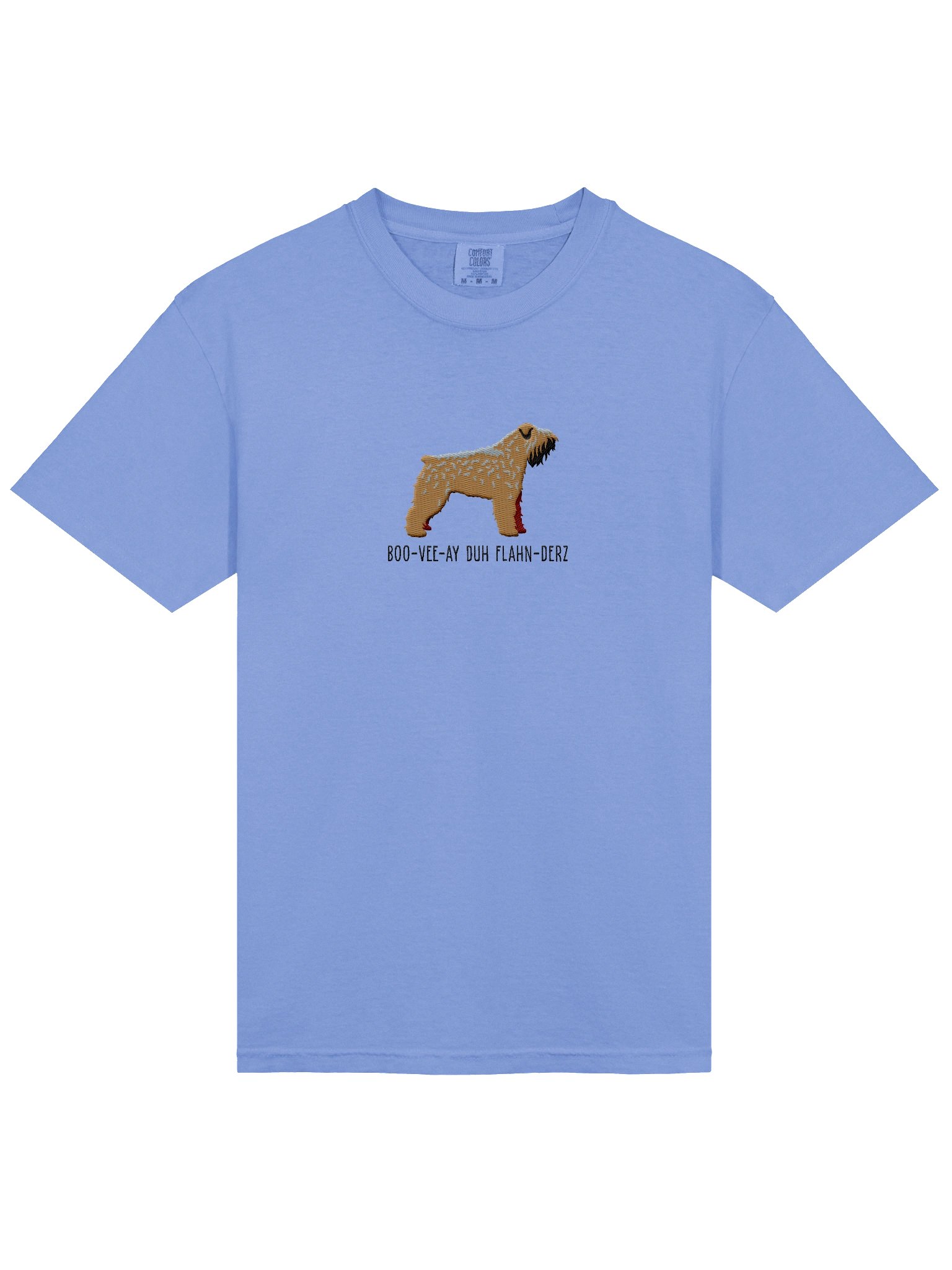 Boo-Vee-Ay Duh Flahn-Derz T-Shirt(Embroidered) of a Bouvier des Flandres(Brown) product image (6)