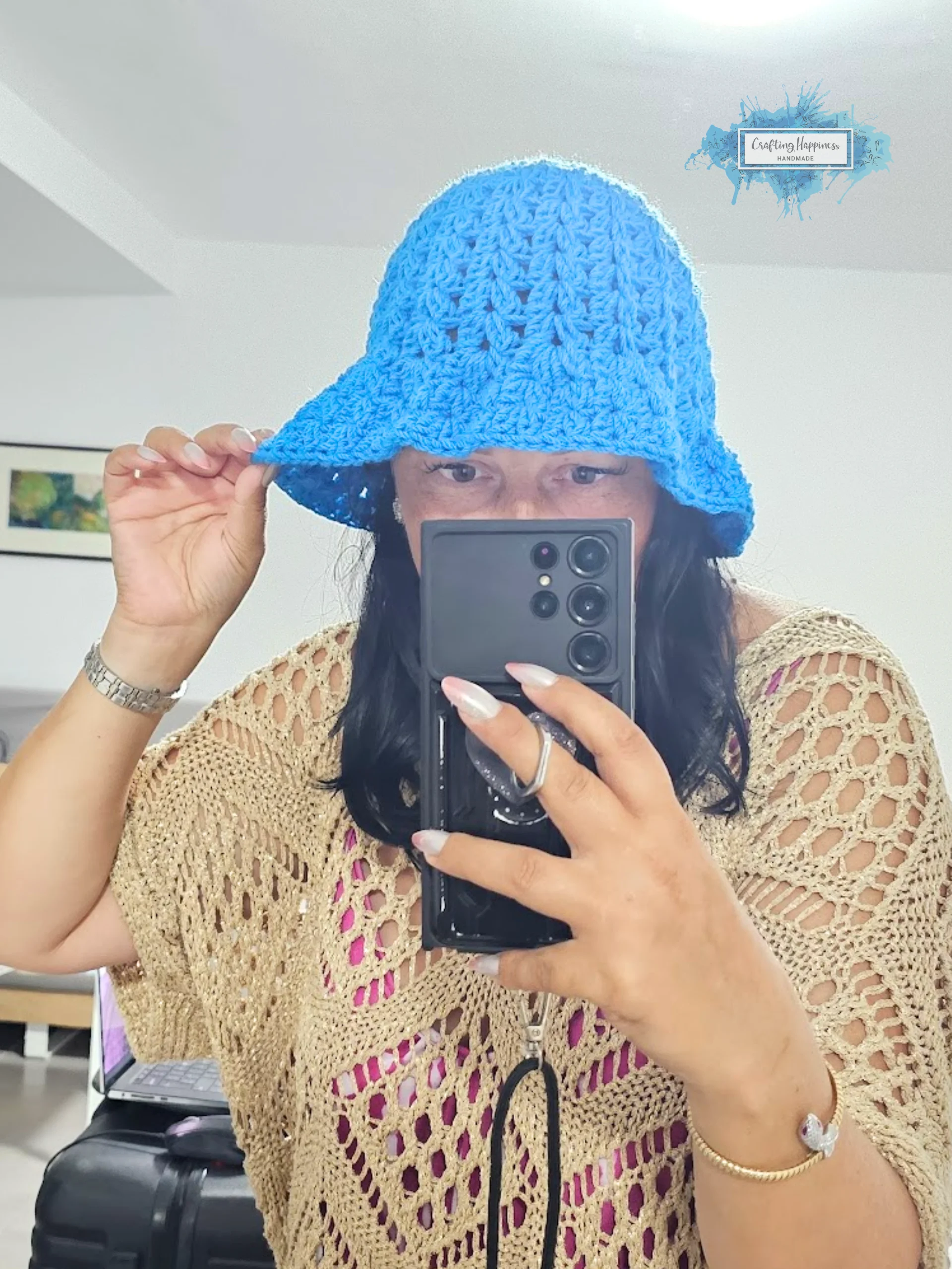 Y2K Bucket Hat Crochet Pattern | No Sew Customizable Fit | Beginner Friendly, Crochet Accessory, Pdf product image (4)