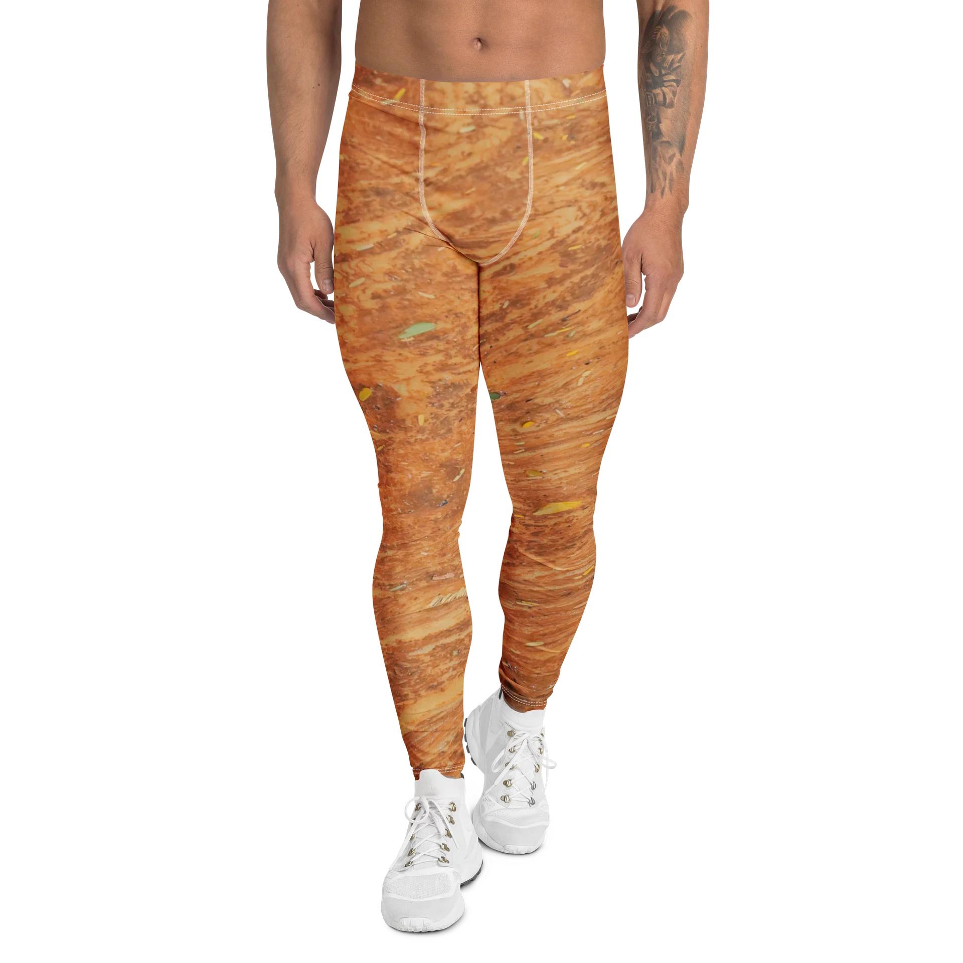 Terracotta Tea: Men’s All-Over Print Warm Rust & Leaf Athletic Leggings product image (1)