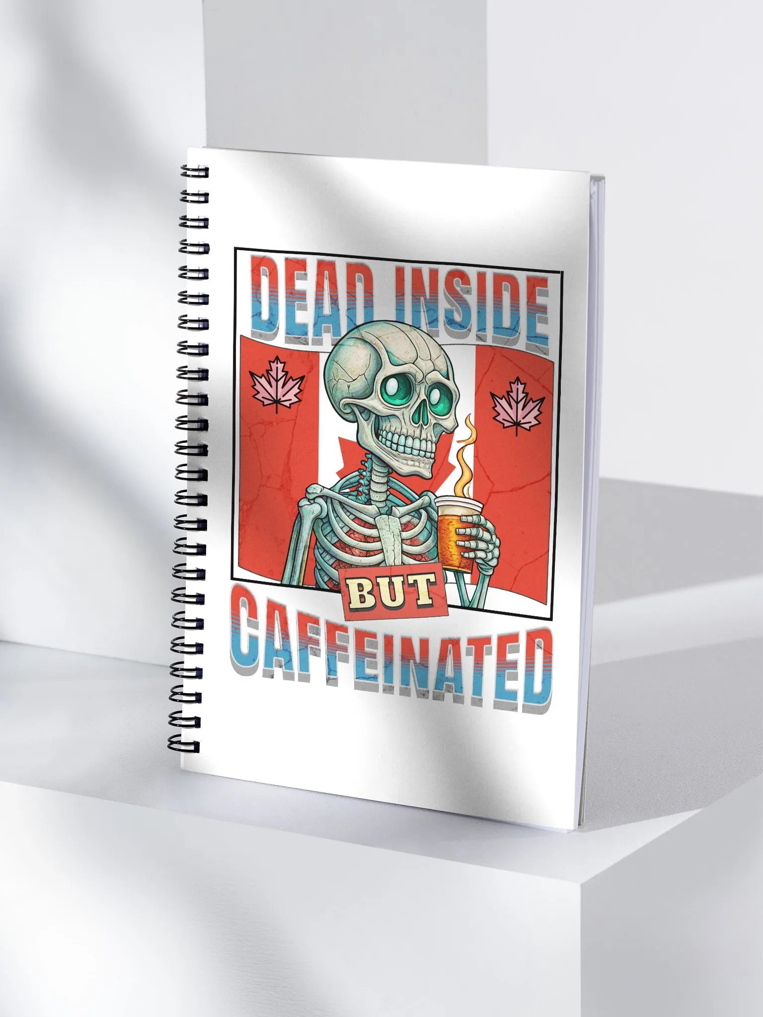 Dead Inside But Caffeinated Canada Skeleton Spiral Notebook product image (3)