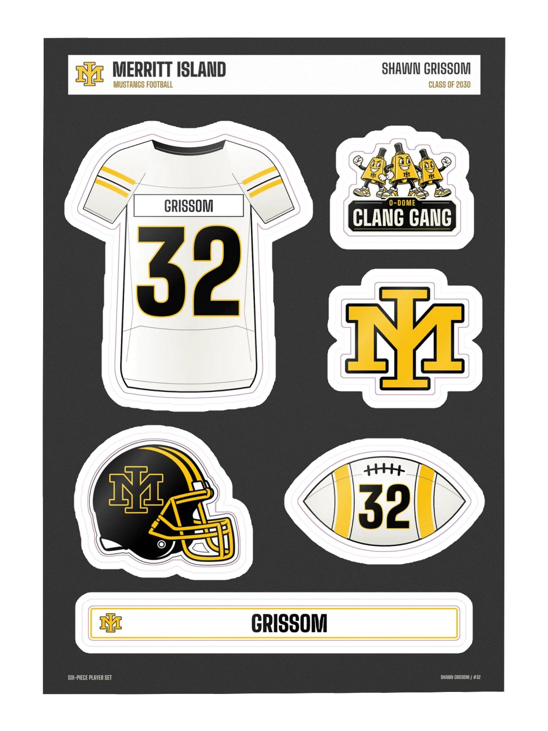 Shawn Grissom #32 — Mustangs Sticker Sheet