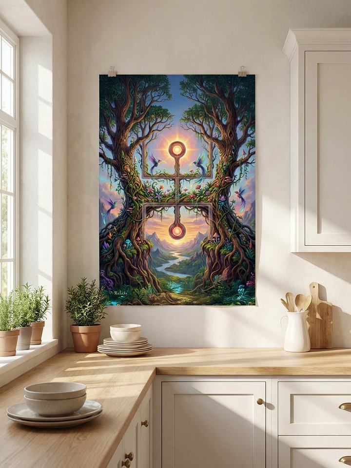 Relate | Sacred Circuits Glyph #10 – Surreal Nature Harmony Art - Vertical Poster product image (2)