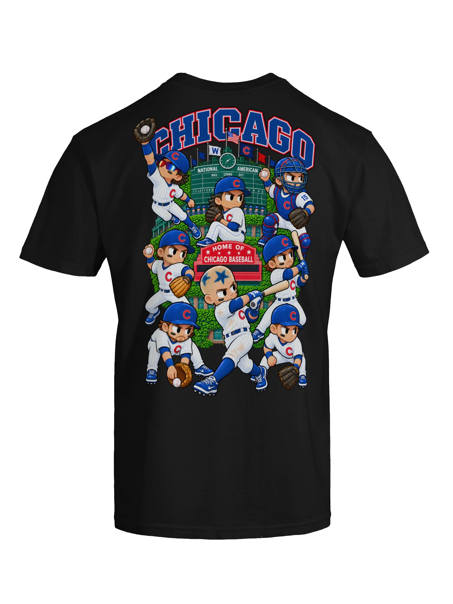Chicago Northside Baseball 2026 Animated Player Back Print T-Shirt product image (11)