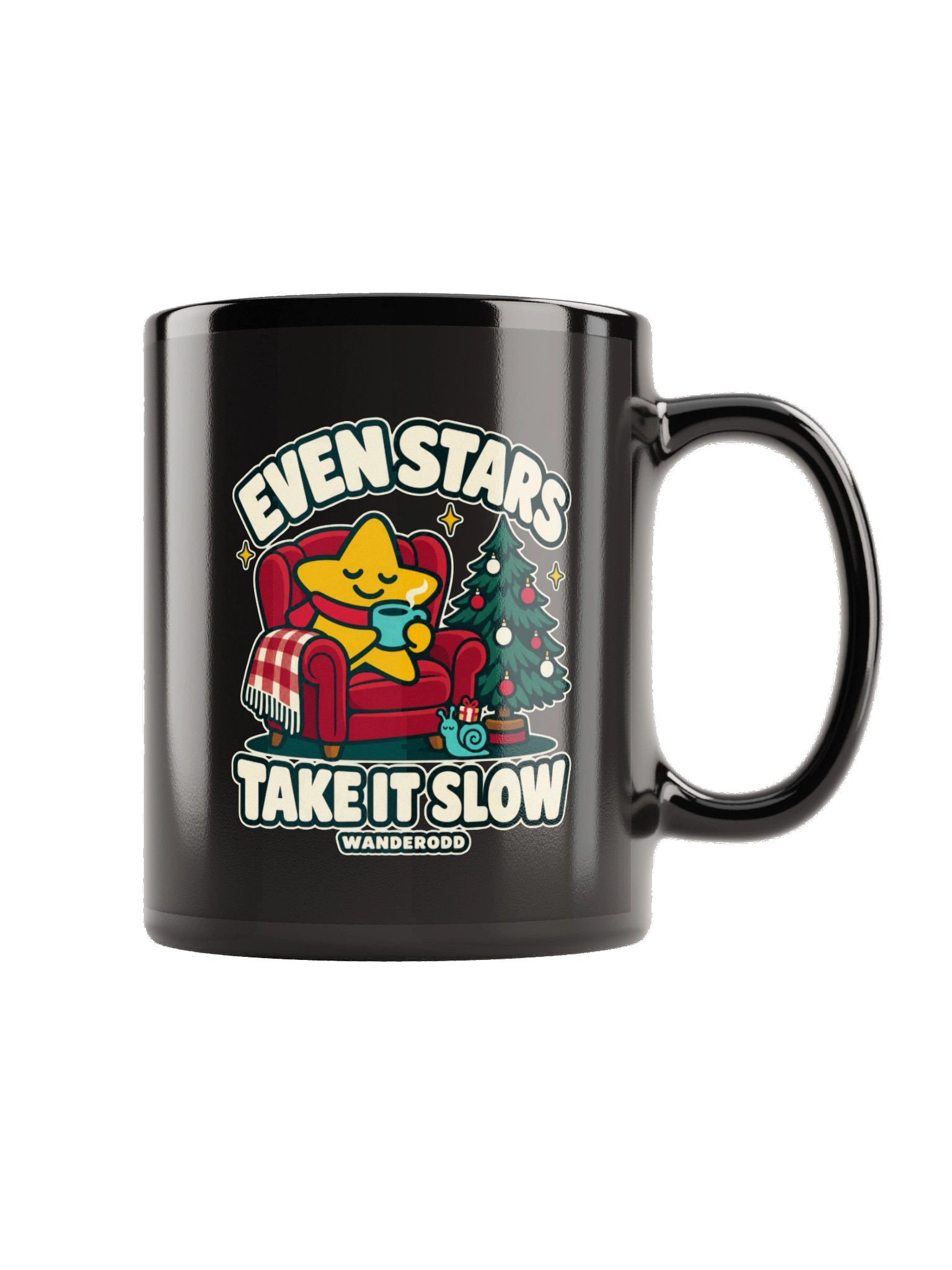 Christmas Star Black Coffee Mug – Take It Slow | WanderOdd product image (2)
