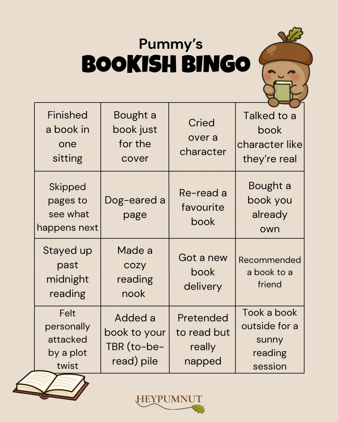 Pummy's Bookish Bingo (Free printable PDF) product image (1)