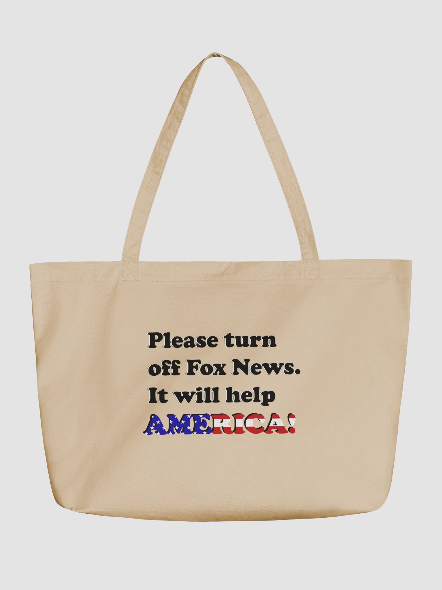 Please Turn Off Fox News Tote Bag - Funny Anti-Fox News Canvas Grocery Bag product image (2)