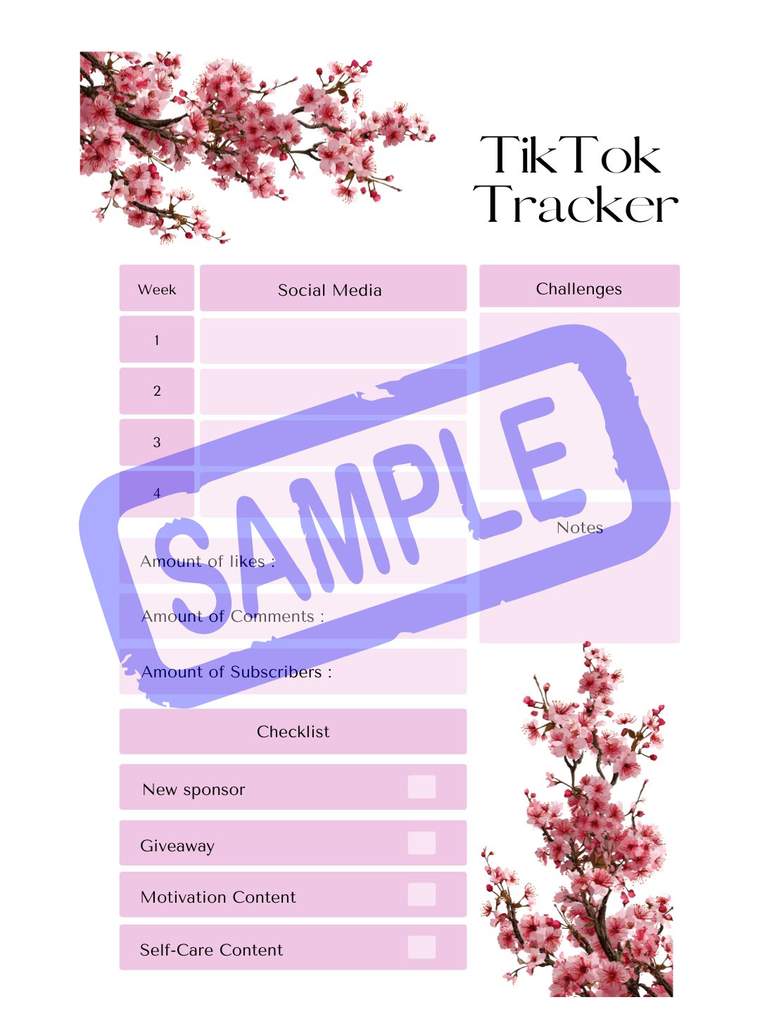 Cherry Blossom Social Media Planner - A5 product image (4)