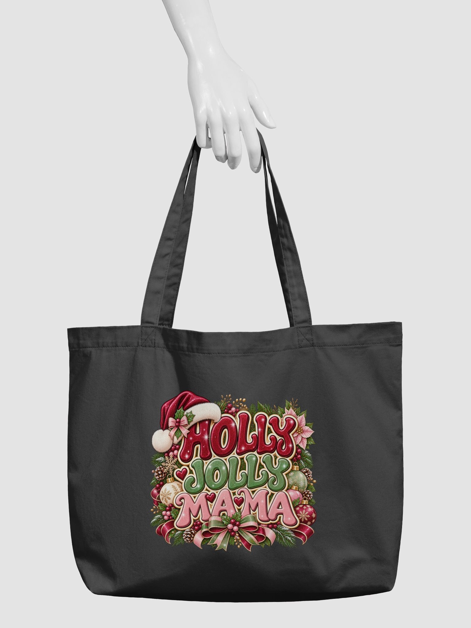 Holly Jolly Mama – Festive Christmas Tote Bag product image (3)