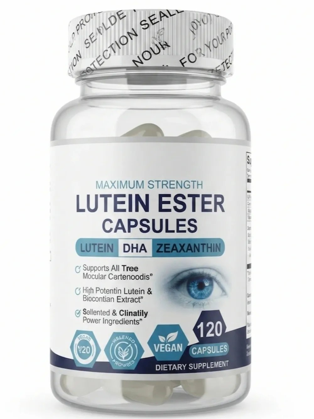 كبسولات هلامية لوتين إستر مع زياكسانثين و DHA - مكمل غذائي لصحة العين - 120 كبسولة صفراء product image (1)