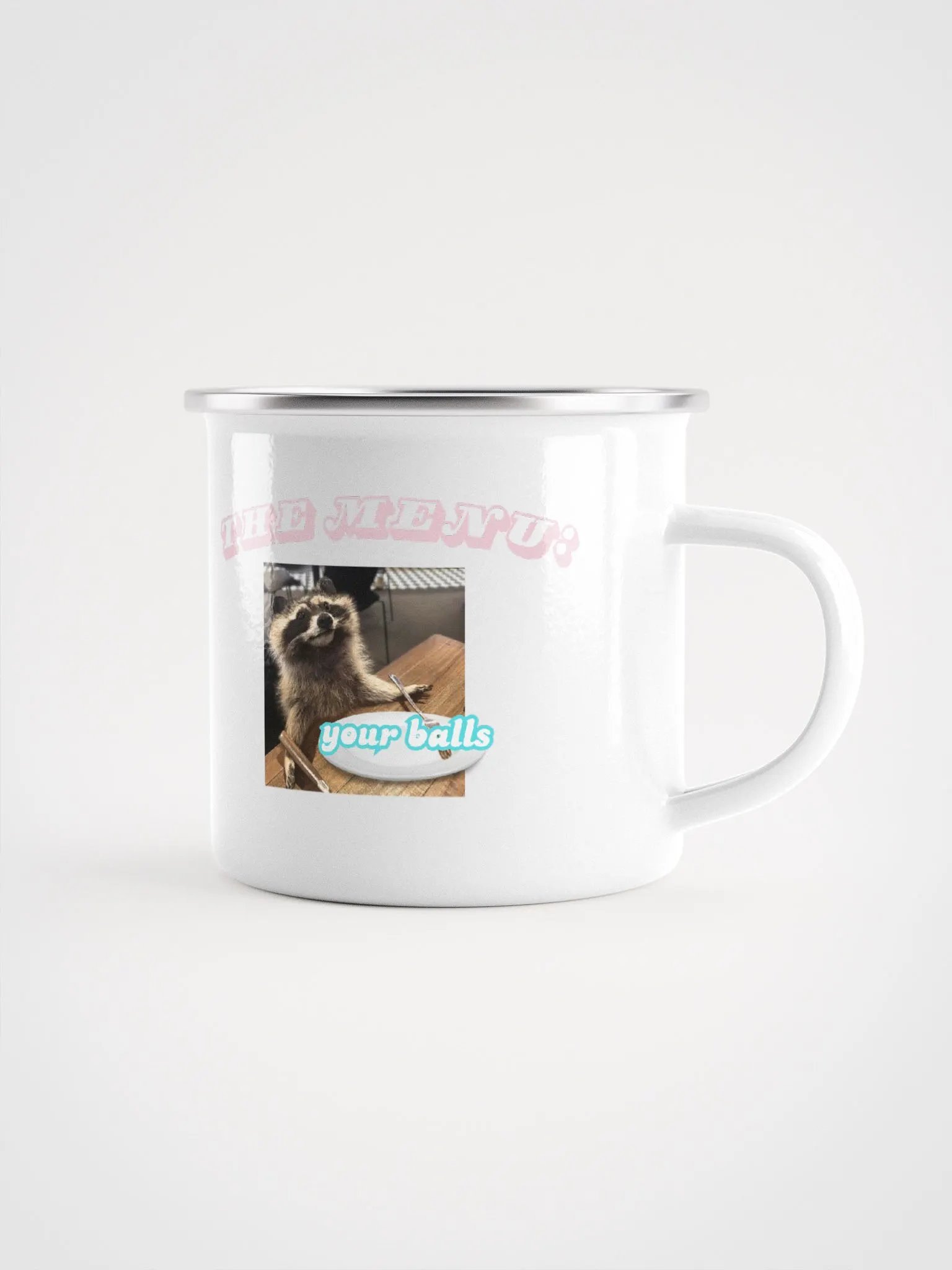 The Menu: Your Balls, Raccoon Metal/Enamel Mug product image (1)