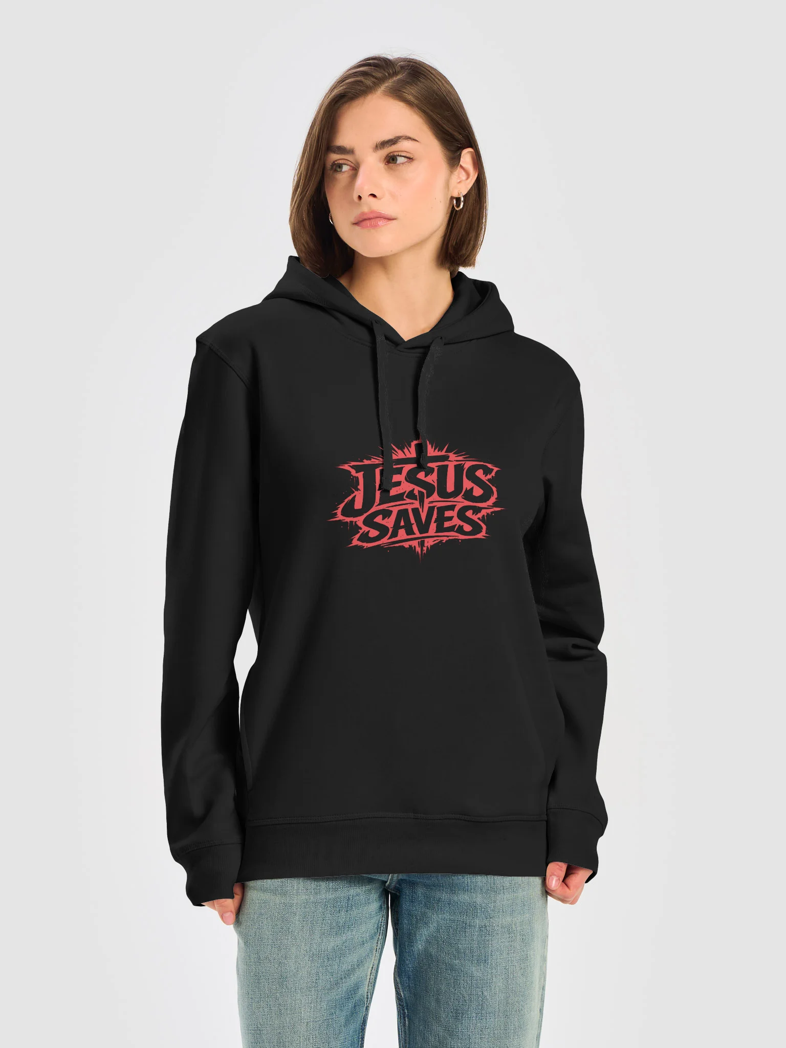 Jesus Saves Hoodie (red text) product image (18)