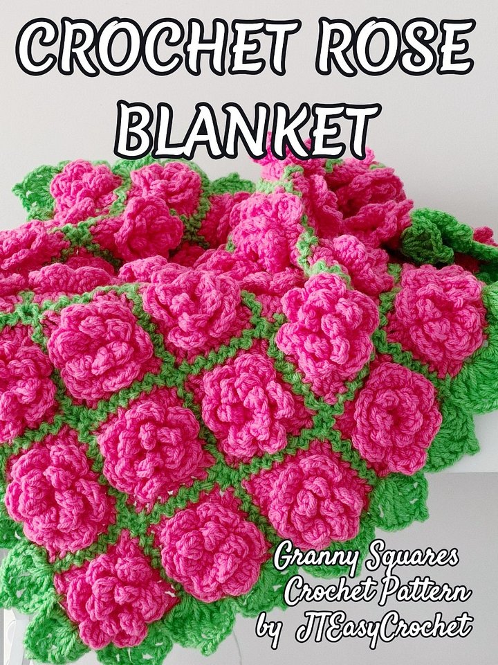 Victorian Style Rose Flower Baby Blanket Crochet Pattern, Crochet Motif Boho Throw Blanket or Nursery Rug product image (1)