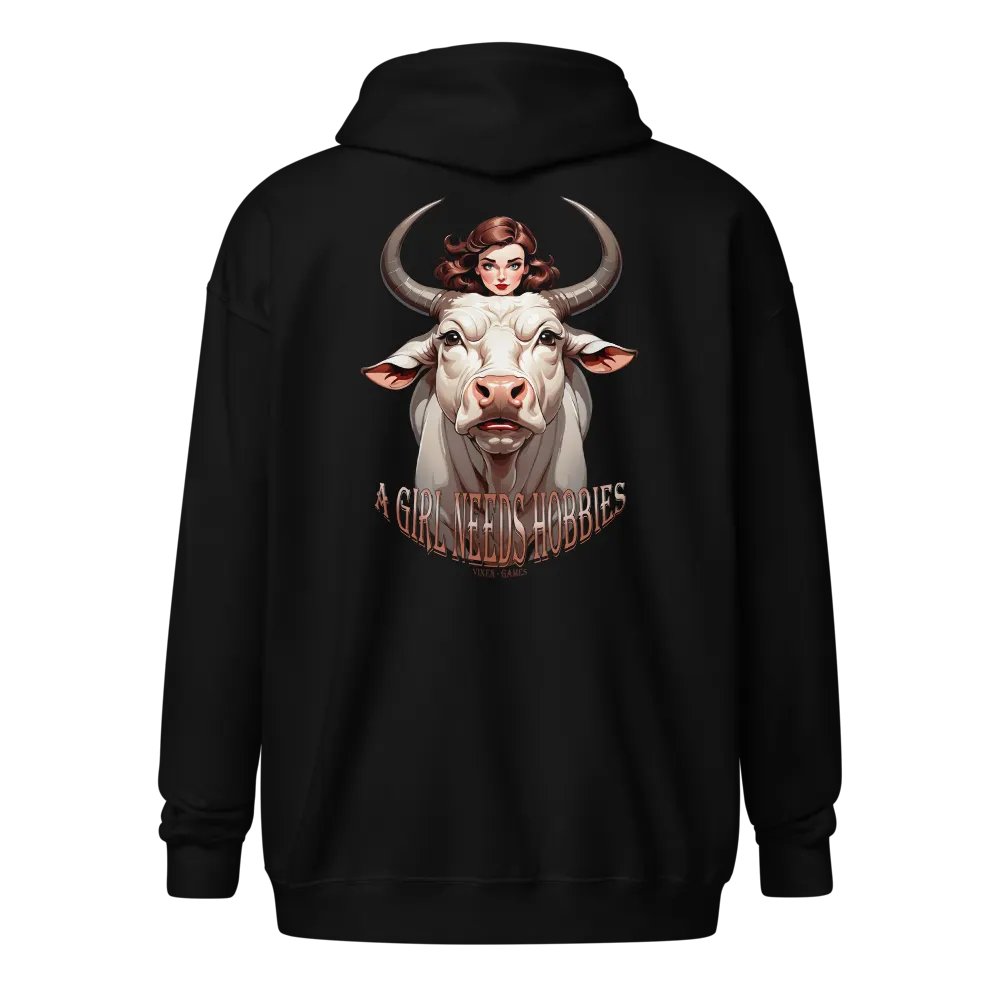 Hotwife White Bull Hobbies zippy hoodie product image (1)