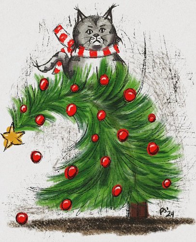 I want to put our tree up, but I can't because of our choices; Mac and Freya, our cats. Lol
We have to put our tree on our fr...