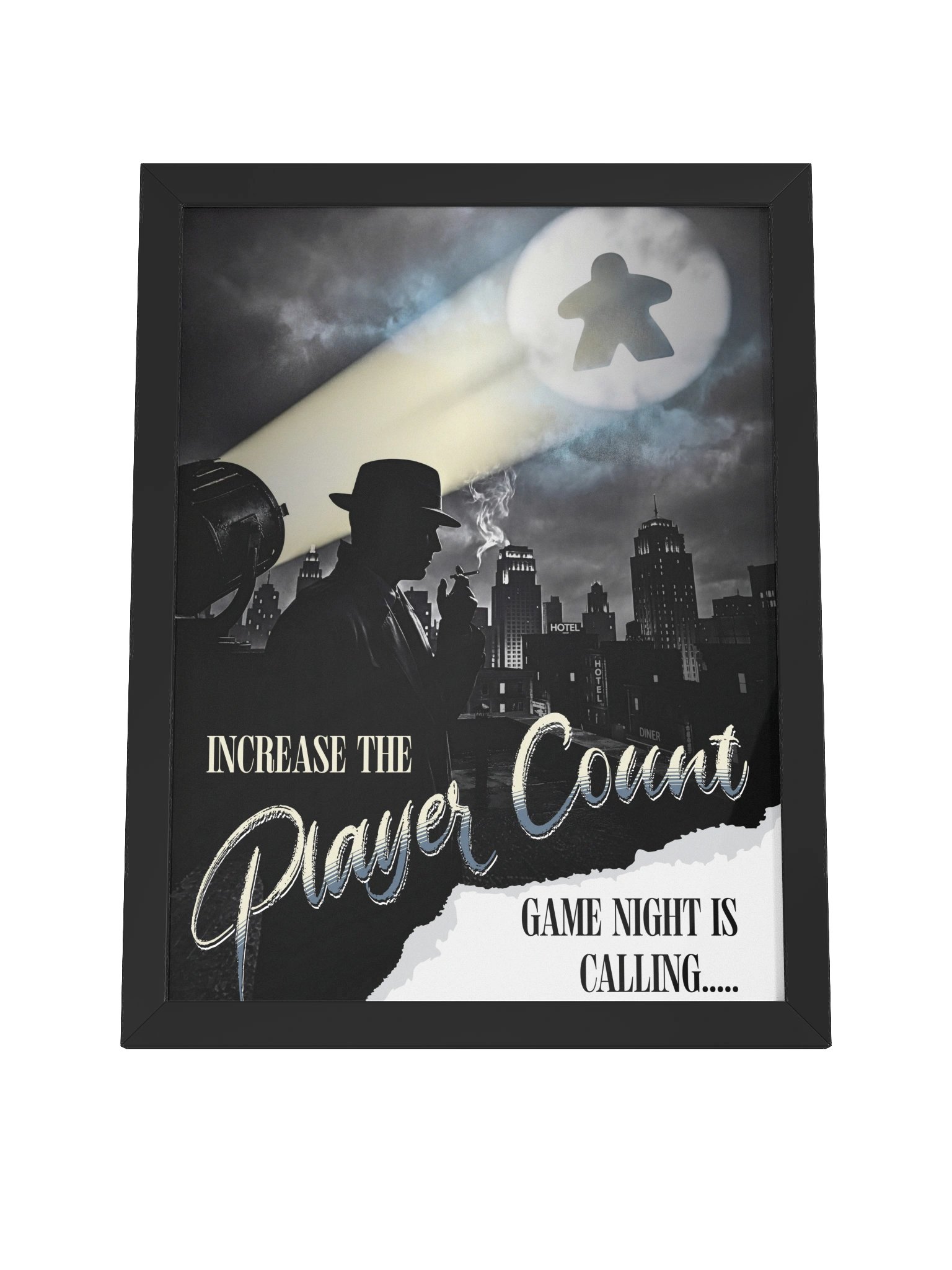 Film Noir Meeple Signal Board Game Room Poster - FRAMED product image (14)