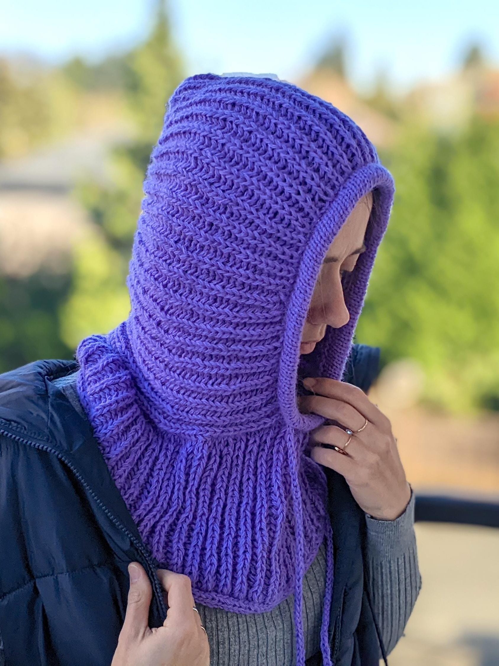 Knit Ribbed Hooded Cowl Pattern product image (1)