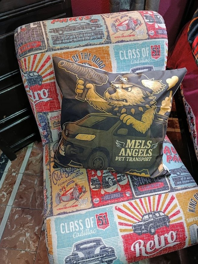 Mel’s Angels “Dog Tank” All-Over Print Pillow product image (1)