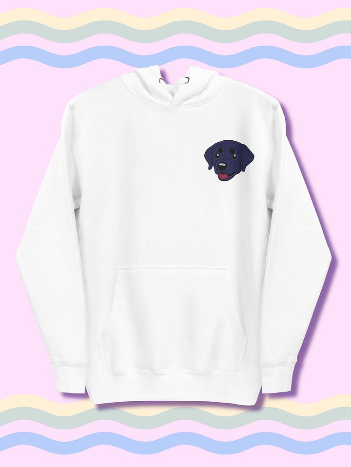 Happy Black Labrador Retriever Pup Embroidered Unisex Premium Hoodie product image (1)