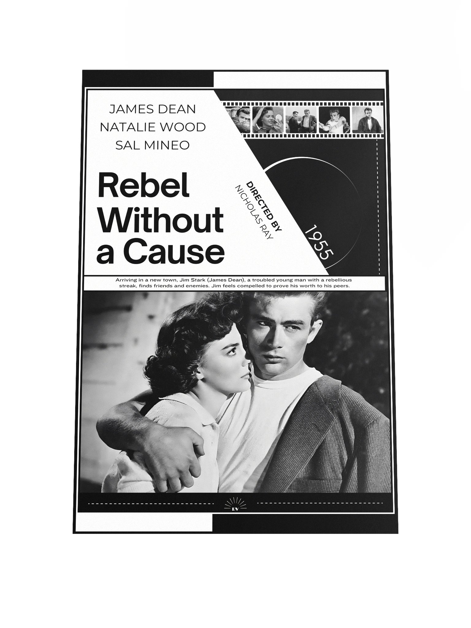 Rebel Without a Cause with James Dean and Natalie Wood 1955 | Movie Poster | 12x18 Wall Art product image (1)