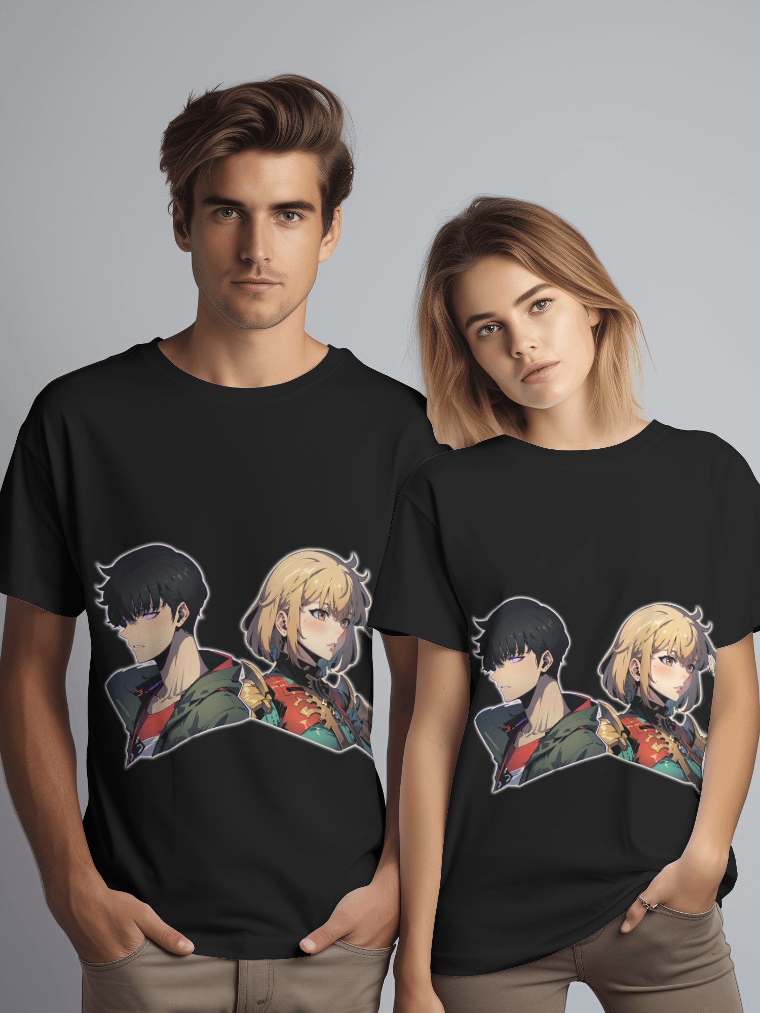 Shadow Monarch & Radiant Blade Duo Anime Streetwear Tee product image (1)