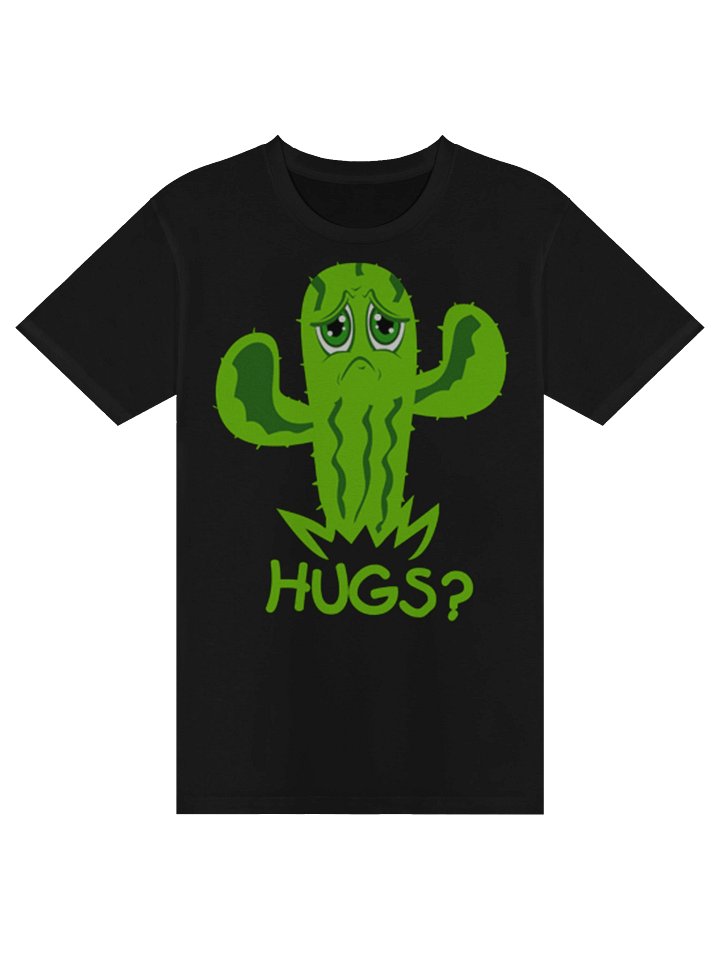 Sad Cactus – “Hugs?” Cute Comedy Design T-Shirt product image (1)