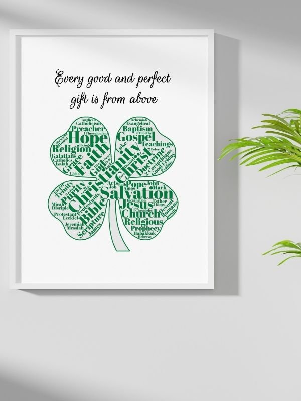 Printable Christian Wall Art - Four-Leaf Clover Design product image (6)