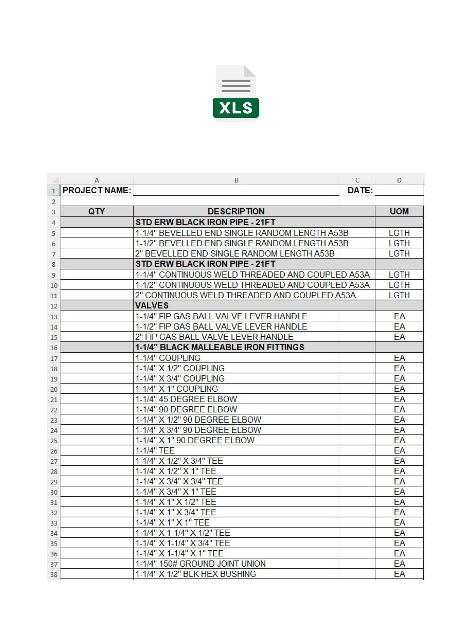 Black Iron BOM MS Excel Template No 4 product image (1)