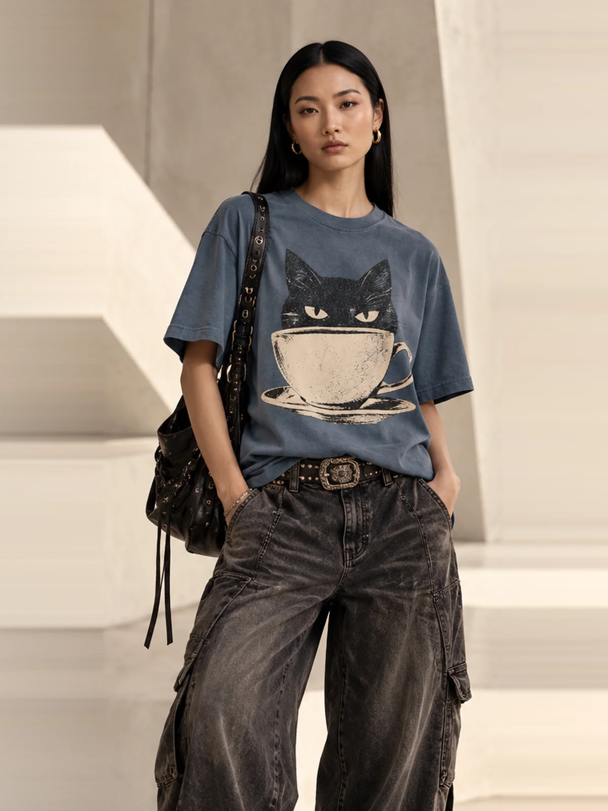 CUP OF ATTITUDE - Funny Coffee Cat Graphic T-Shirt product image (1)