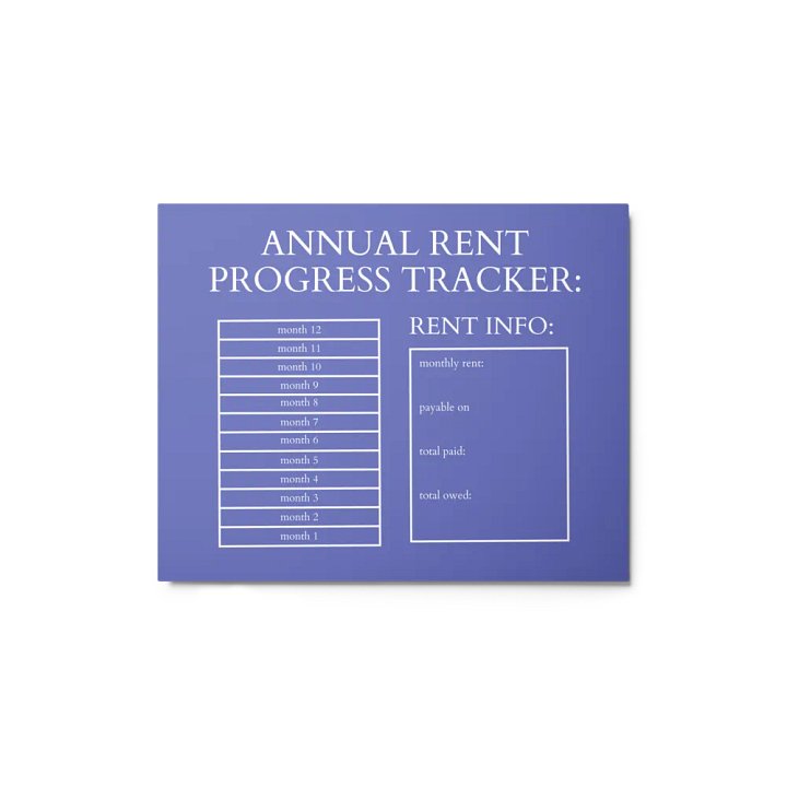 HIGHFALUTIN ANNUAL RENT TRACKER (white design 3) product image (1)