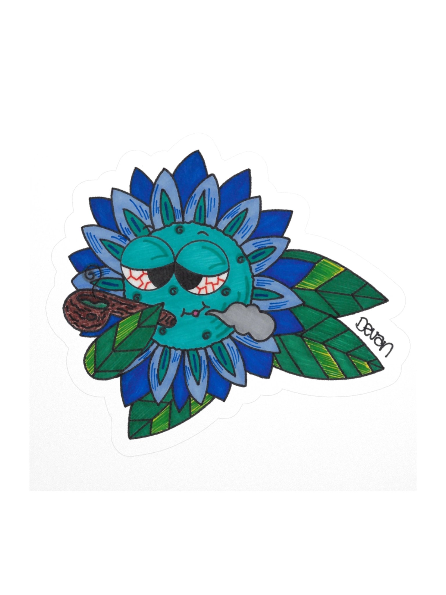 Blue Stoner Flower Sticker product image (1)