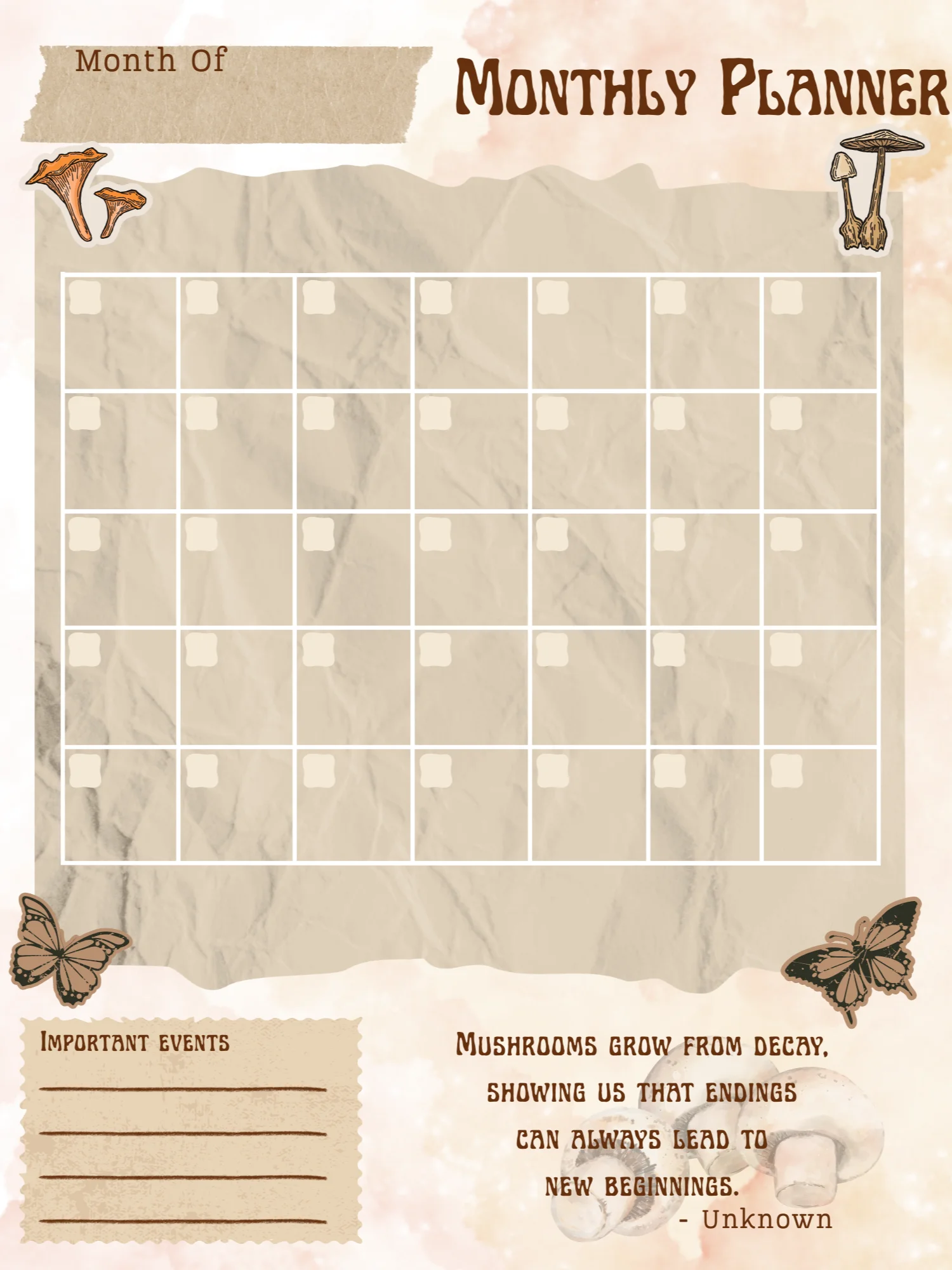 [LETTER] May Planner Design - Mushroom Scrapbook (Daily, Weekly, & Monthly) product image (3)