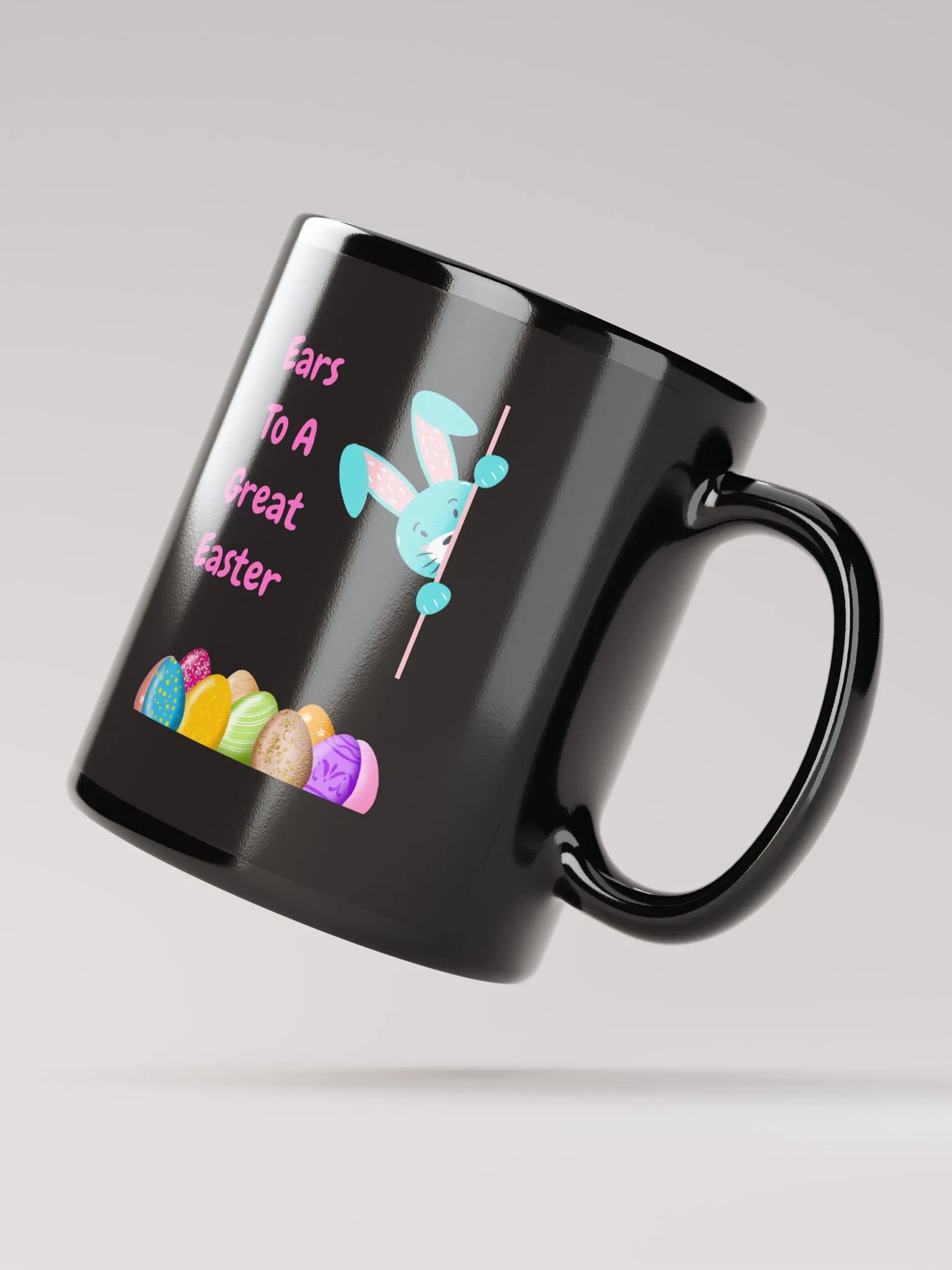 Happy Easter, Ears To A Great Easter Black Mug product image (2)