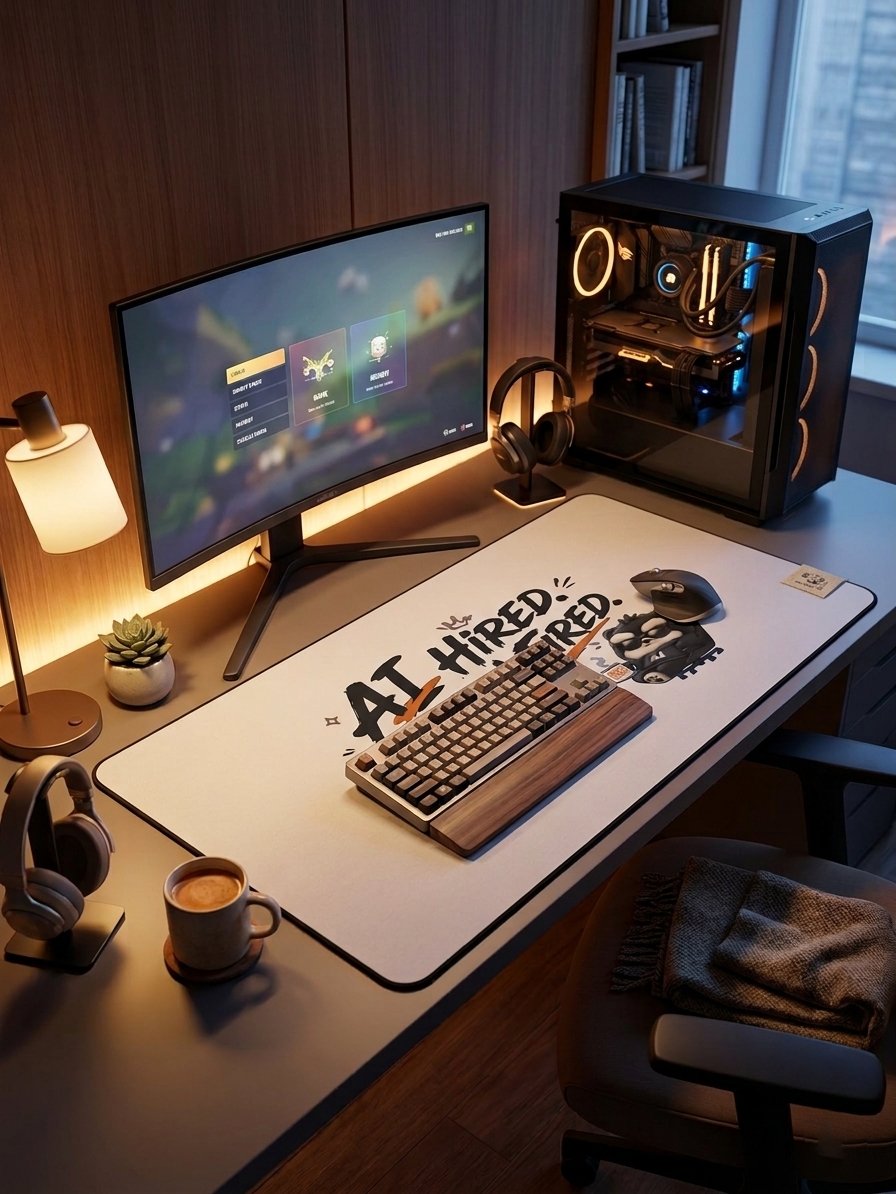 AI HIRED, HUMAN FIRED Desk Mat | AI Geek Spirit Collection product image (4)