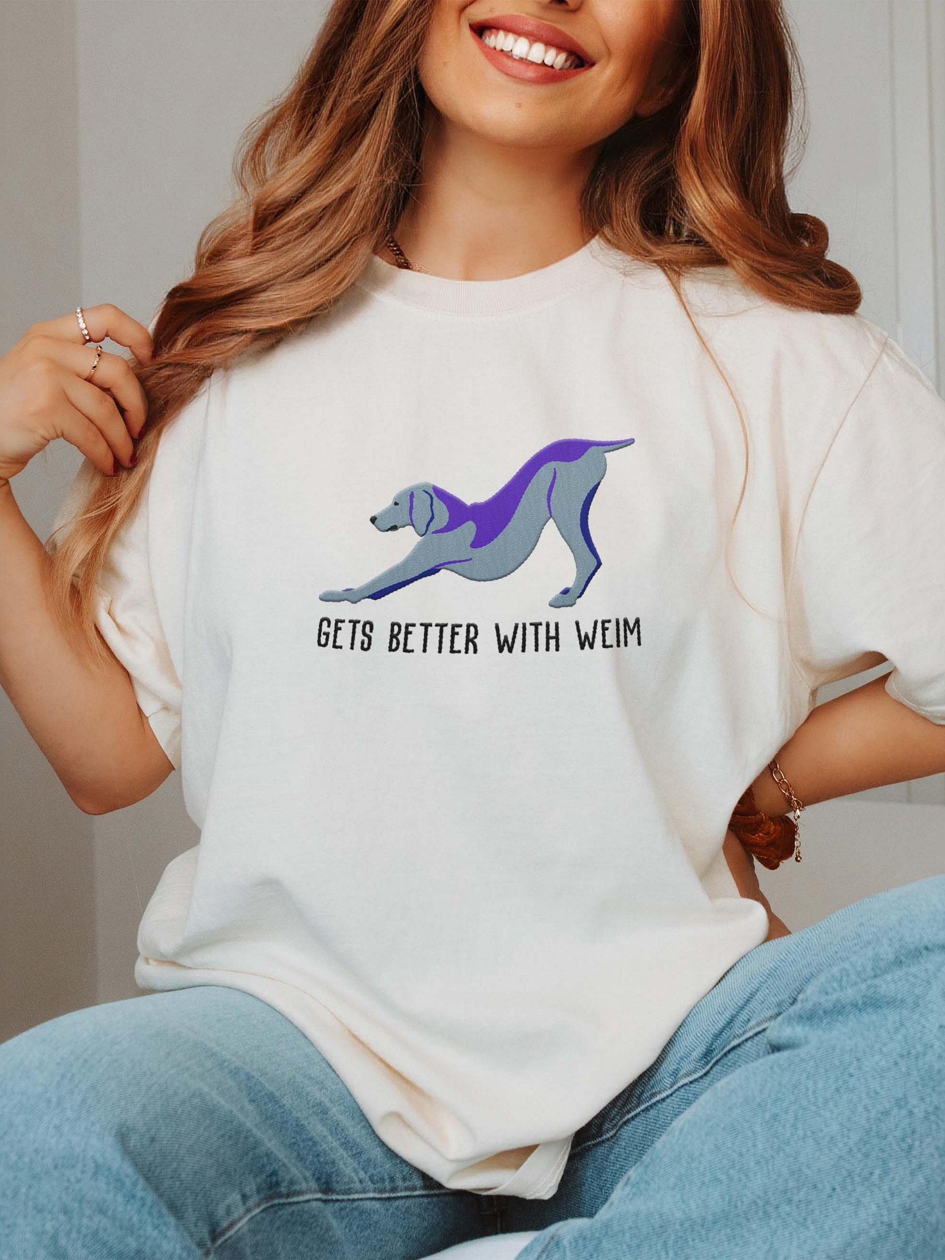 Gets Better with Weim T-Shirt(Embroidered) of a Weimaraner(Docked Tail) product image (2)