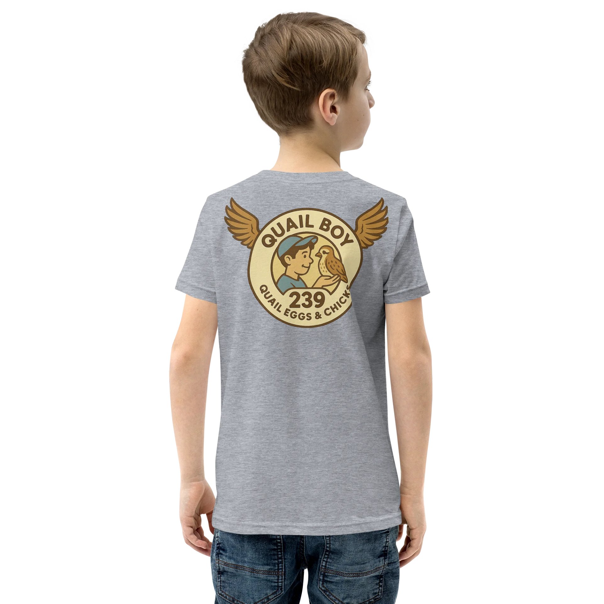 Quail Boy Youth T-Shirt – Cute Farm Bird Graphic on Bella+Canvas Kids Tee product image (5)
