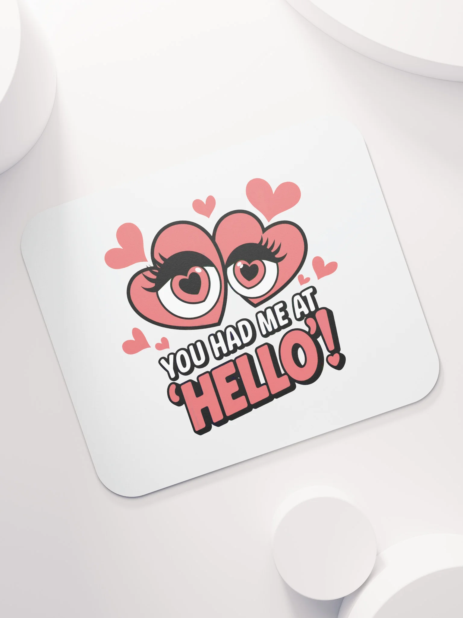 You Had Me At Hello Mouse Pad | Romantic Love Quote Gift | Heart Eyes Desk Accessory product image (7)