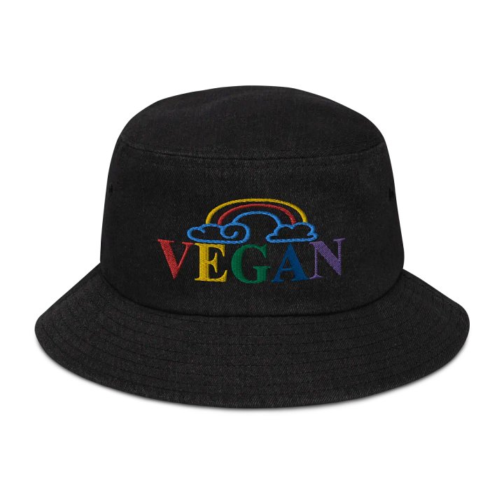 Denim Embroidered Rainbow Vegan Bucket Hat product image (1)