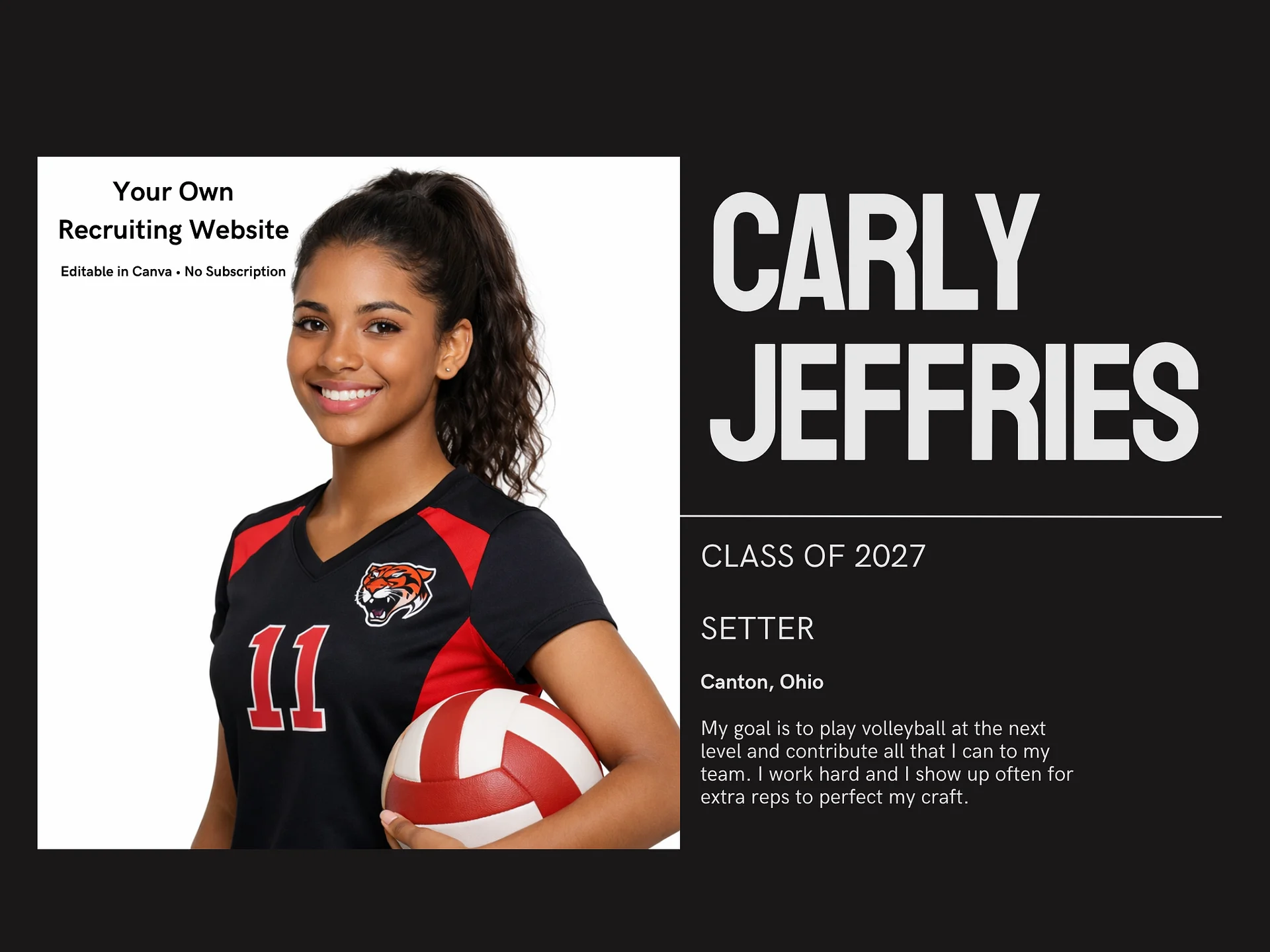 Athlete Recruiting Website Template, Create Your Own Player Profile Link (No Subscription, Canva Editable) product image (1)